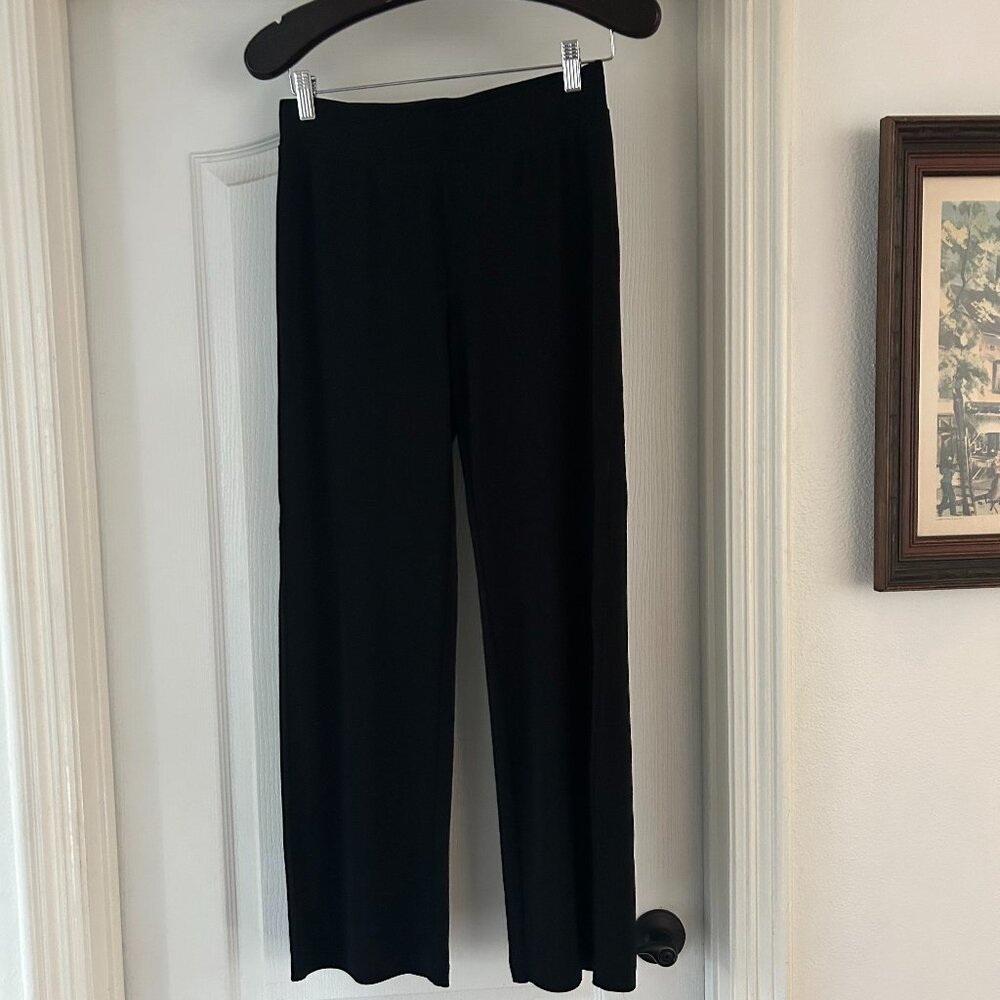 Lands End Women's Black Pants XS petite 2-4 Inseam approx. 28 inch Silky Rayon